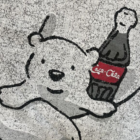 COCA-COLA VINTAGE Gray Sweatshirt Bears Graphic Lightweight Comfy Womens Size L - Picture 2 of 8